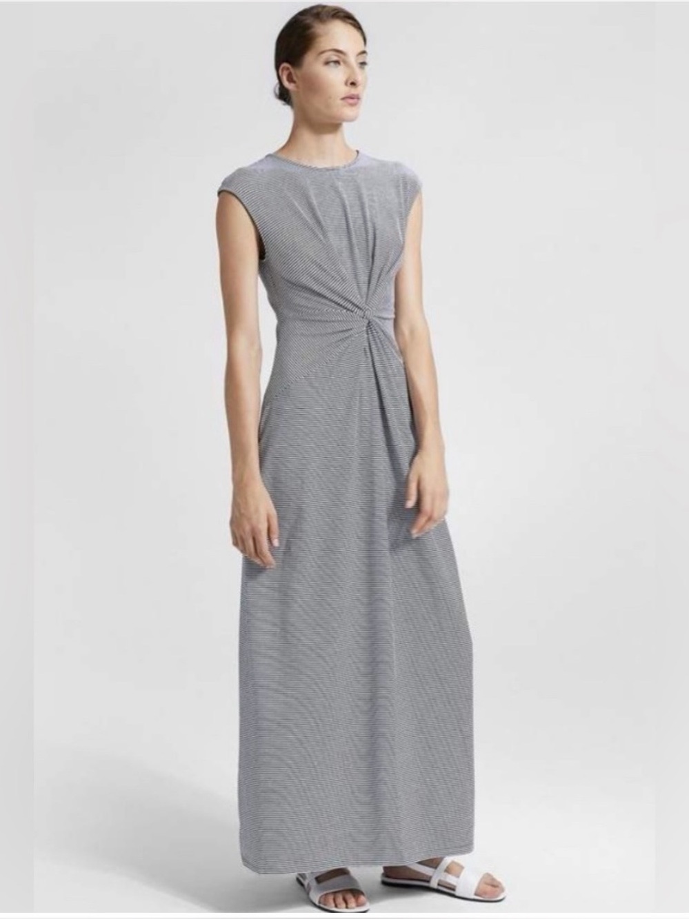 Theory Knot Front Midi Dress Rubric Stripe Black dress size S